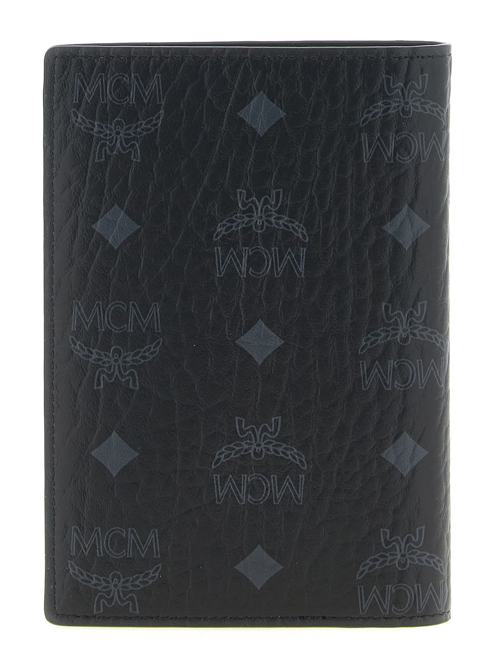 MCM Black Coated Canvas Passport Holder