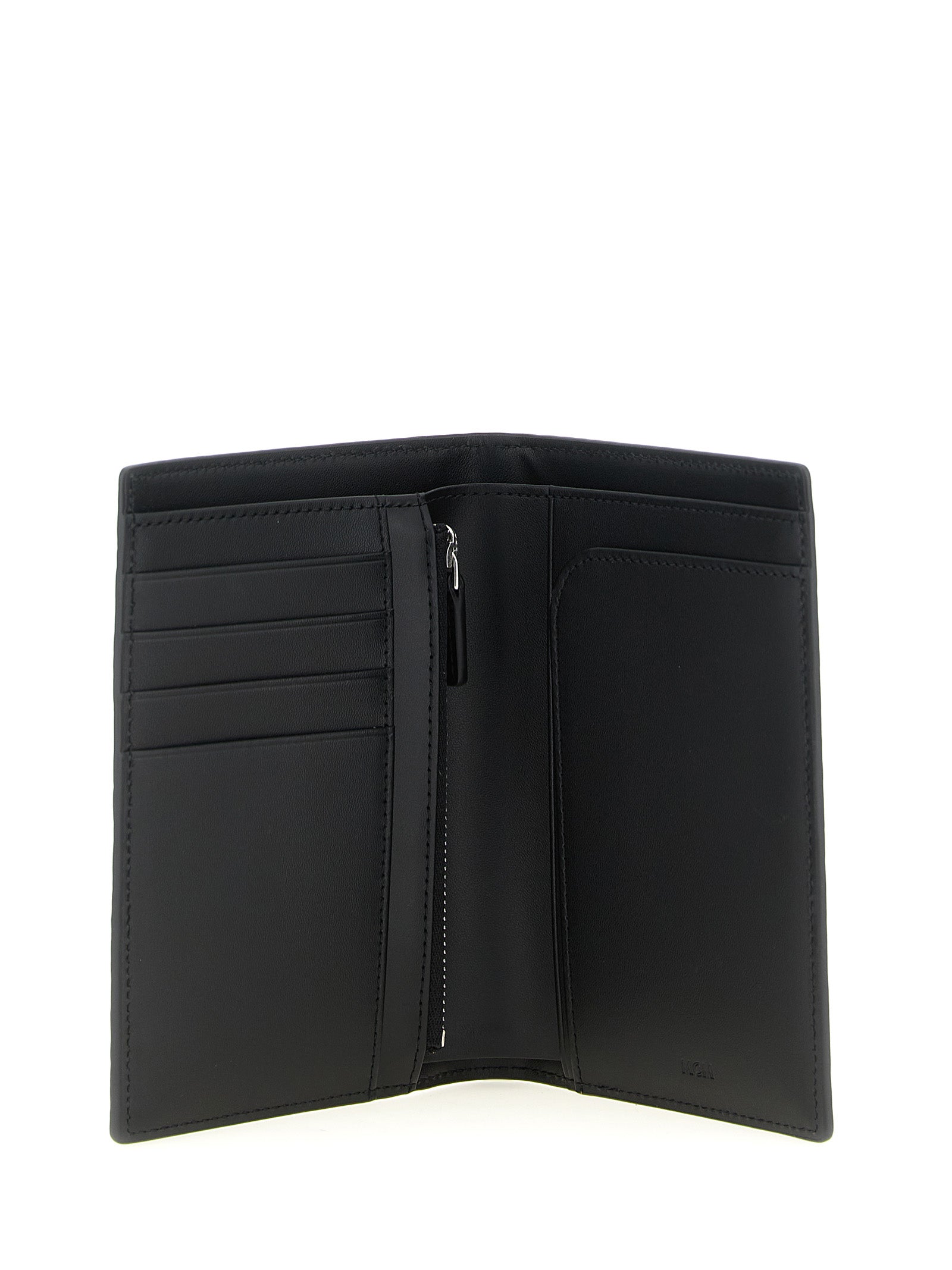 MCM Black Coated Canvas Passport Holder