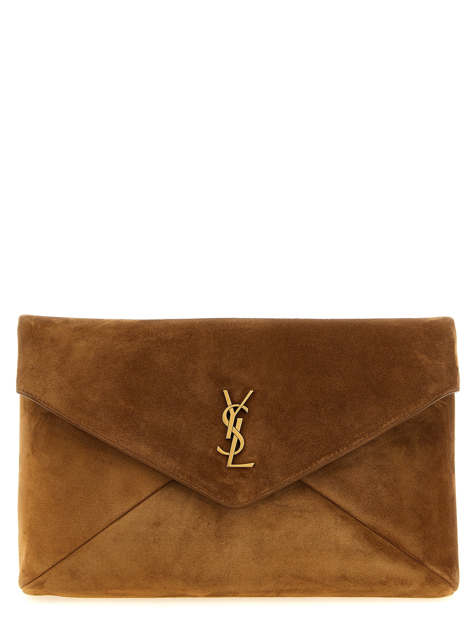 Saint Laurent Brown Calfskin Clutch Bag