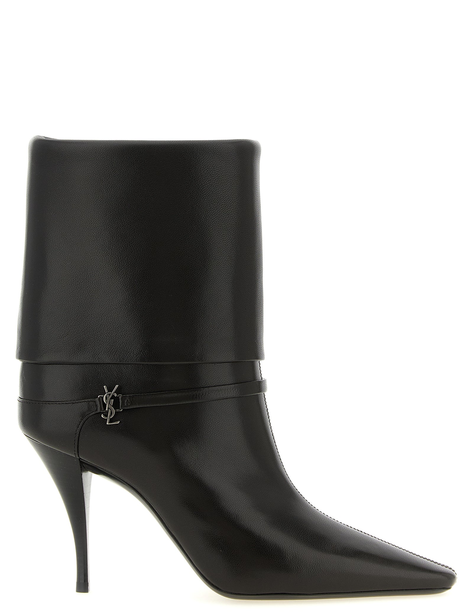 Saint Laurent Brown Lamb Leather Ankle Boots