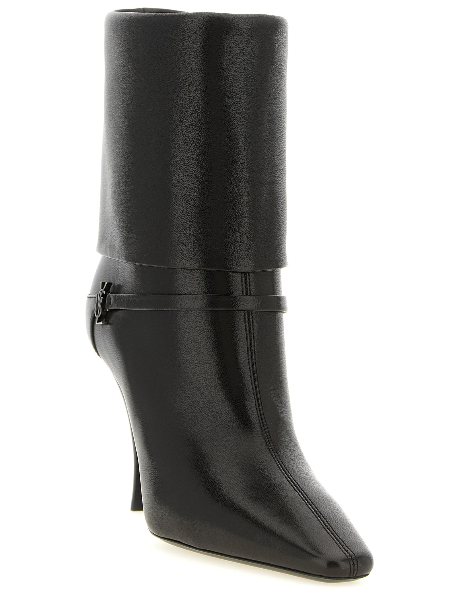 Saint Laurent Brown Lamb Leather Ankle Boots