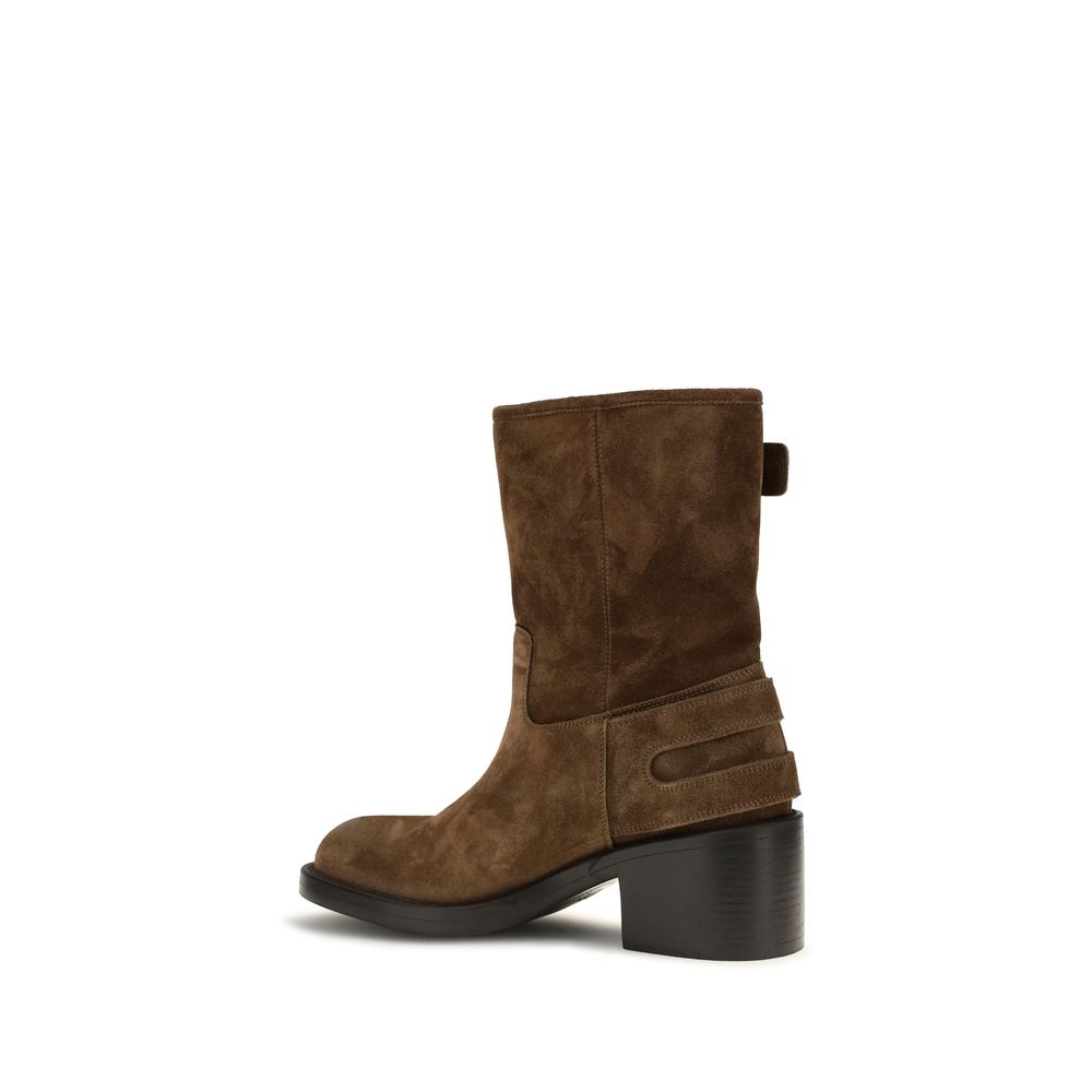 Chloé Brown Calf Leather Ankle Boots