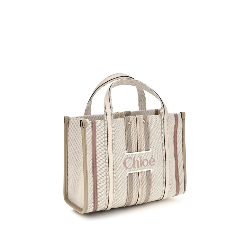 Chloé Beige Cotton Canvas Tote Bags