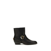 PINKO Black Calf Leather Ankle Boots