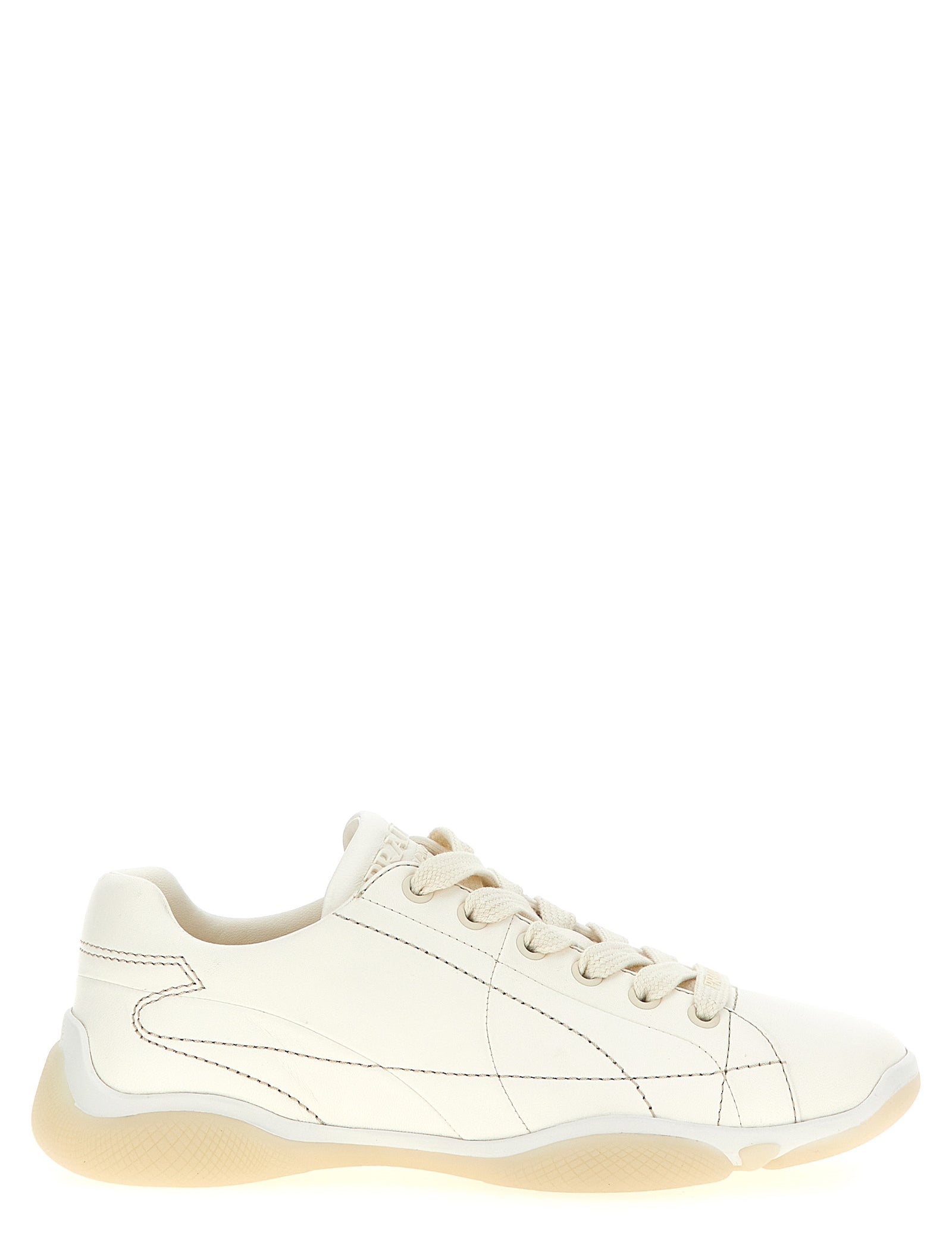 Prada White Lamb Leather Low Top Sneakers