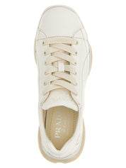 Prada White Lamb Leather Low Top Sneakers