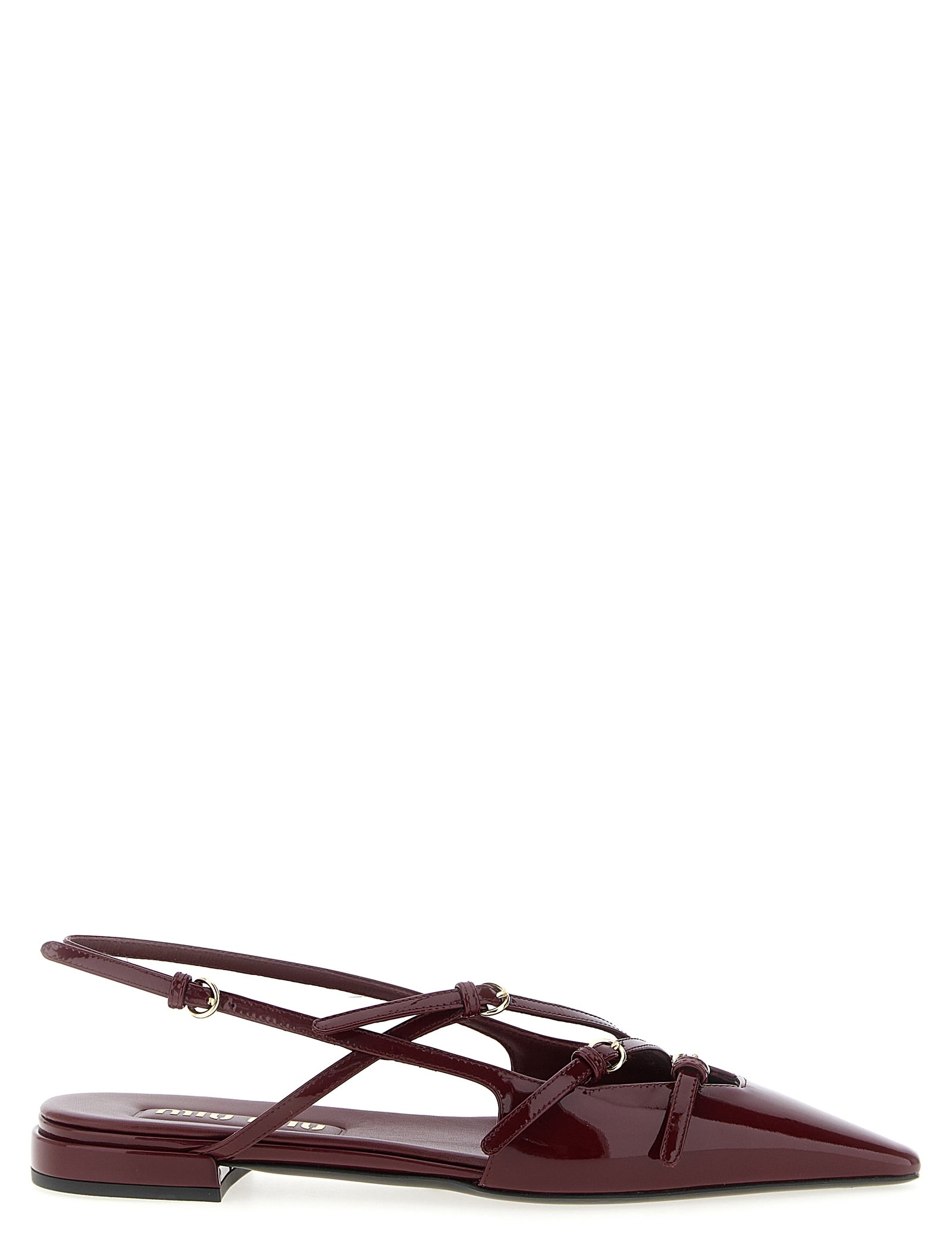 Miu Miu Bordeaux Calfskin Ballet Flats
