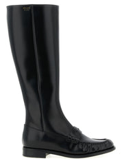 Prada Black Calfskin Over The Knee Boots