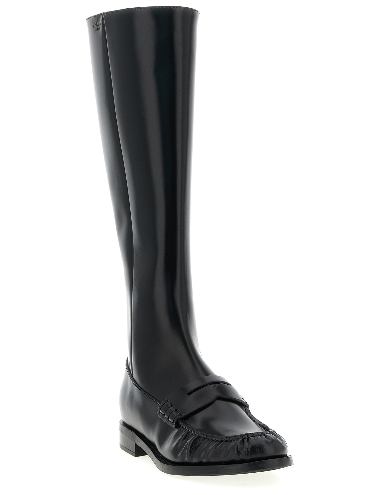 Prada Black Calfskin Over The Knee Boots