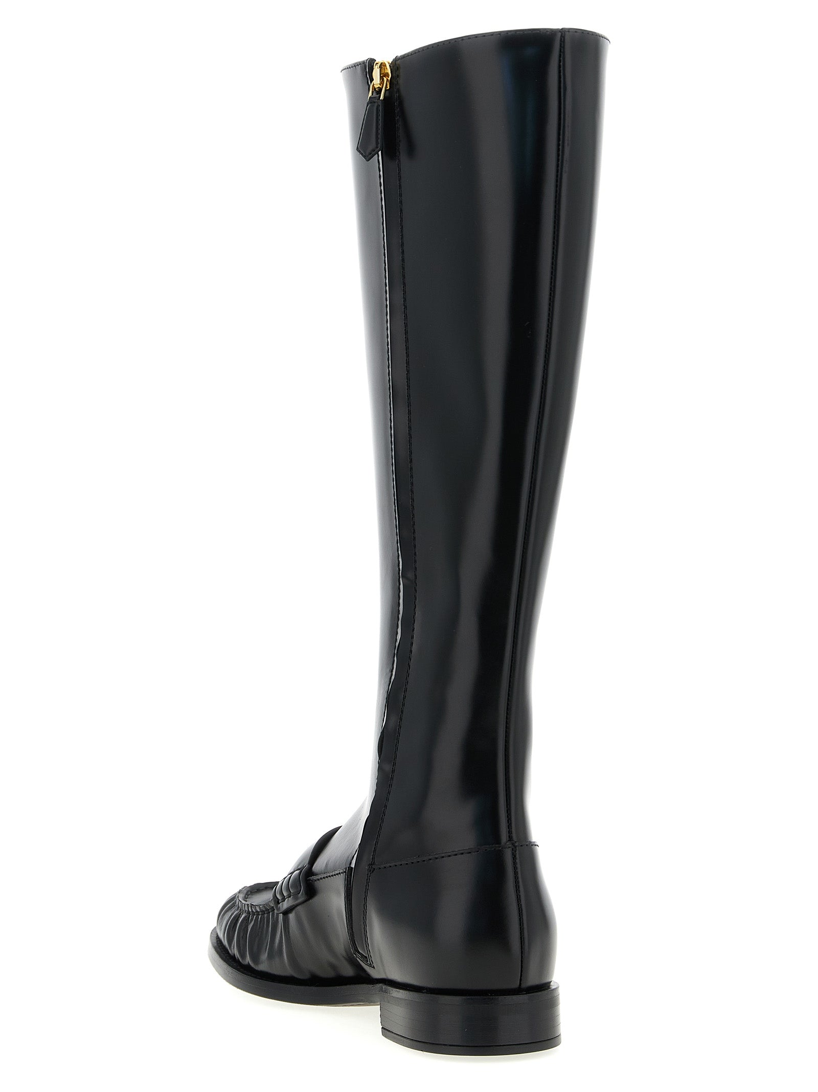 Prada Black Calfskin Over The Knee Boots