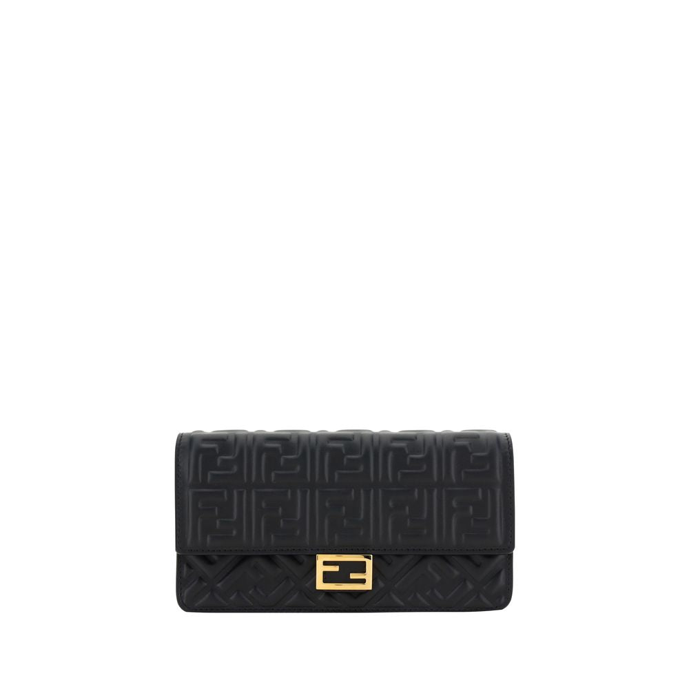 Fendi Black Calf Leather Chain Wallet