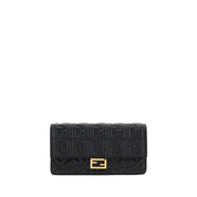 Fendi Black Calf Leather Chain Wallet