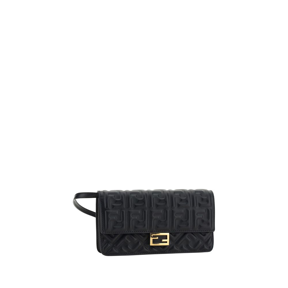 Fendi Black Calf Leather Chain Wallet