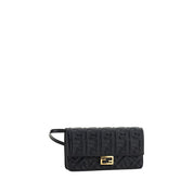 Fendi Black Calf Leather Chain Wallet