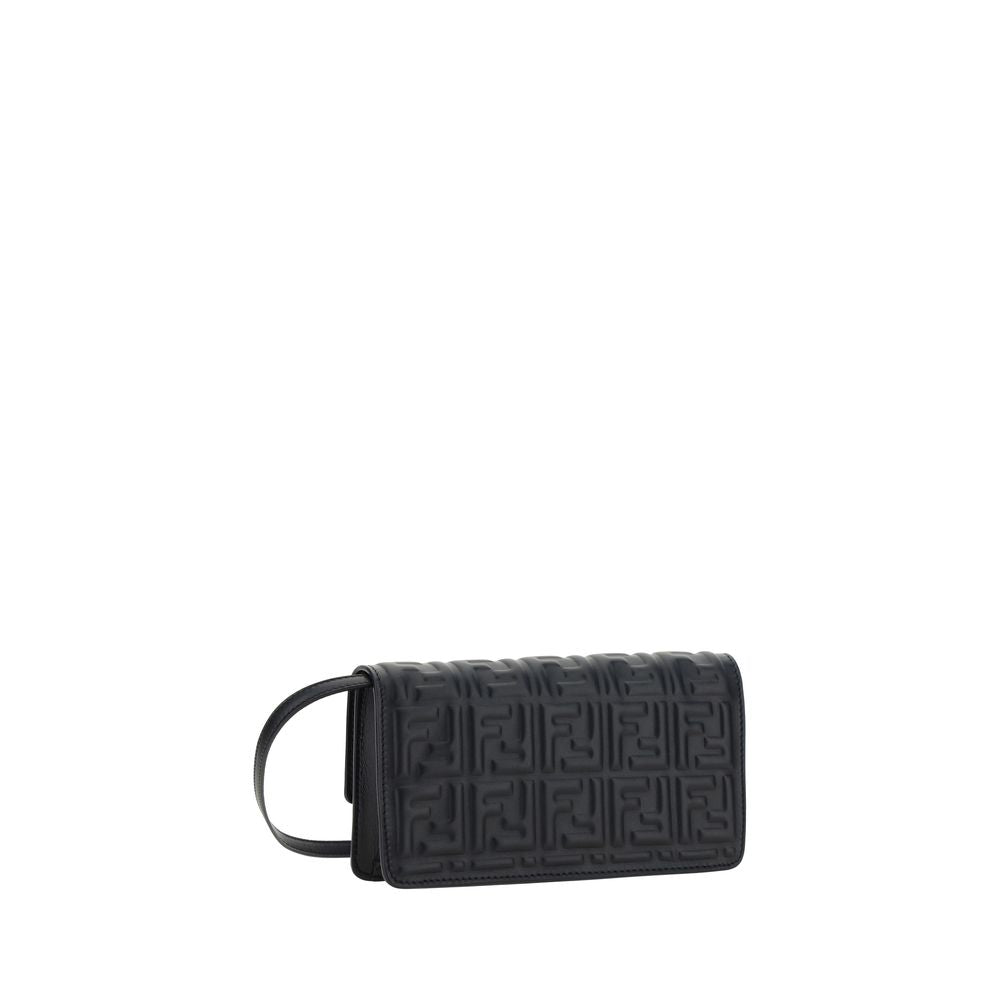 Fendi Black Calf Leather Chain Wallet