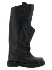 The Attico Black Calfskin Over The Knee Boots