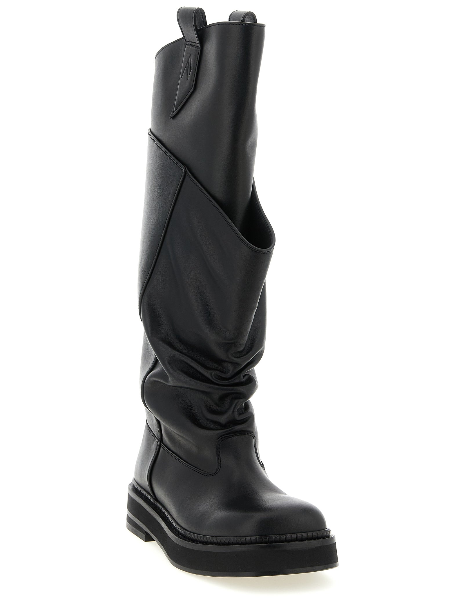 The Attico Black Calfskin Over The Knee Boots
