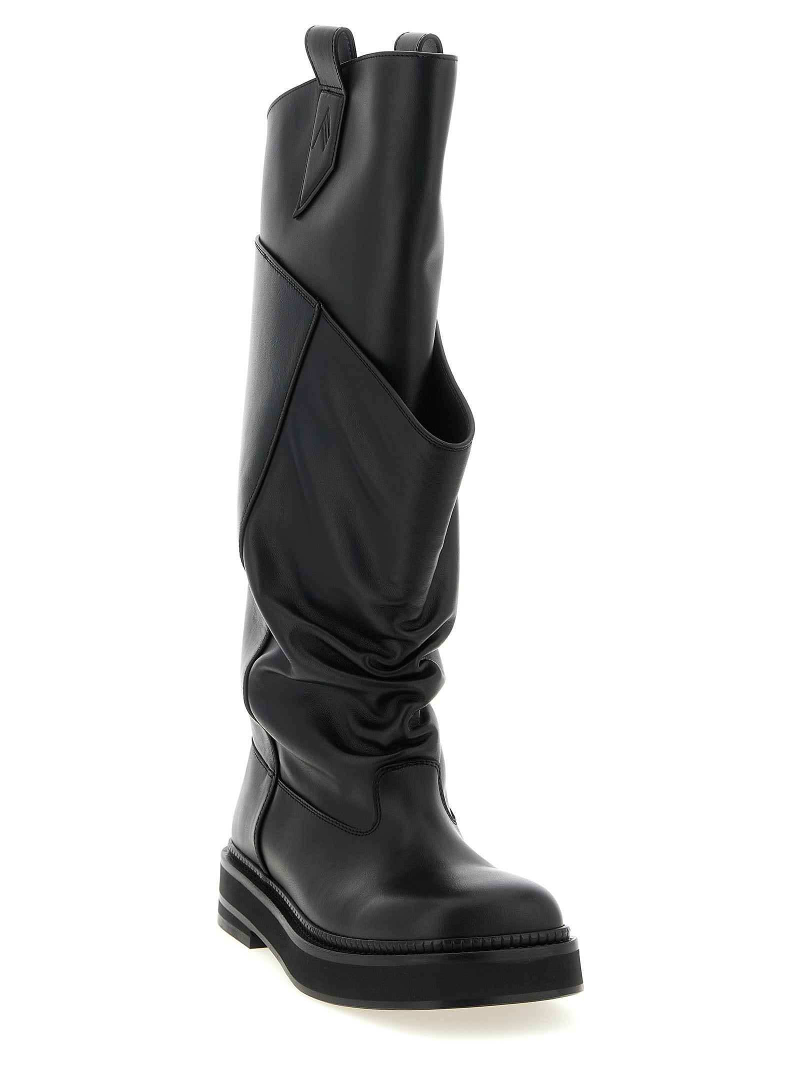 The Attico Black Calfskin Over The Knee Boots