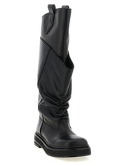 The Attico Black Calfskin Over The Knee Boots
