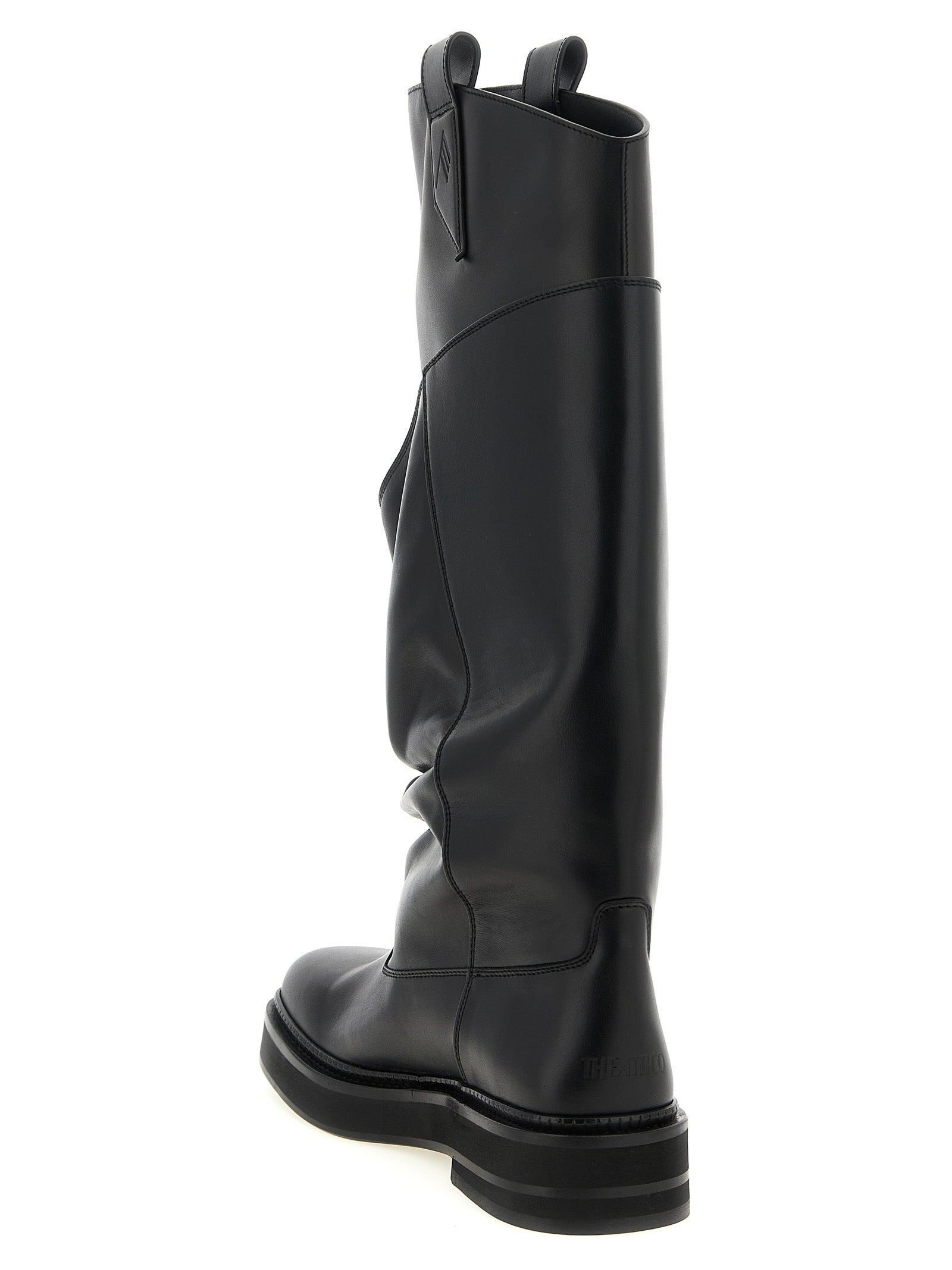 The Attico Black Calfskin Over The Knee Boots