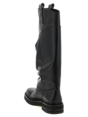 The Attico Black Calfskin Over The Knee Boots