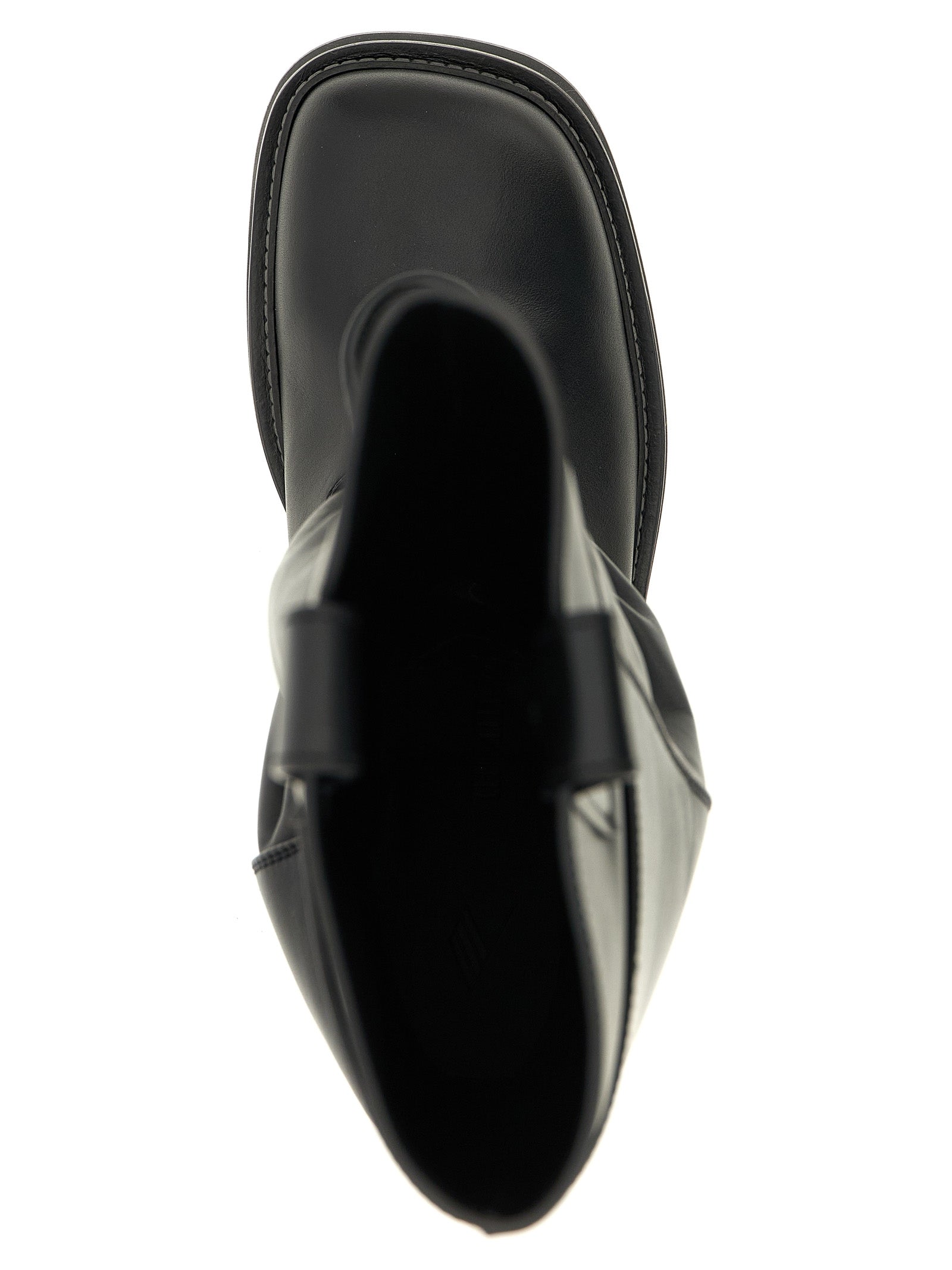 The Attico Black Calfskin Over The Knee Boots
