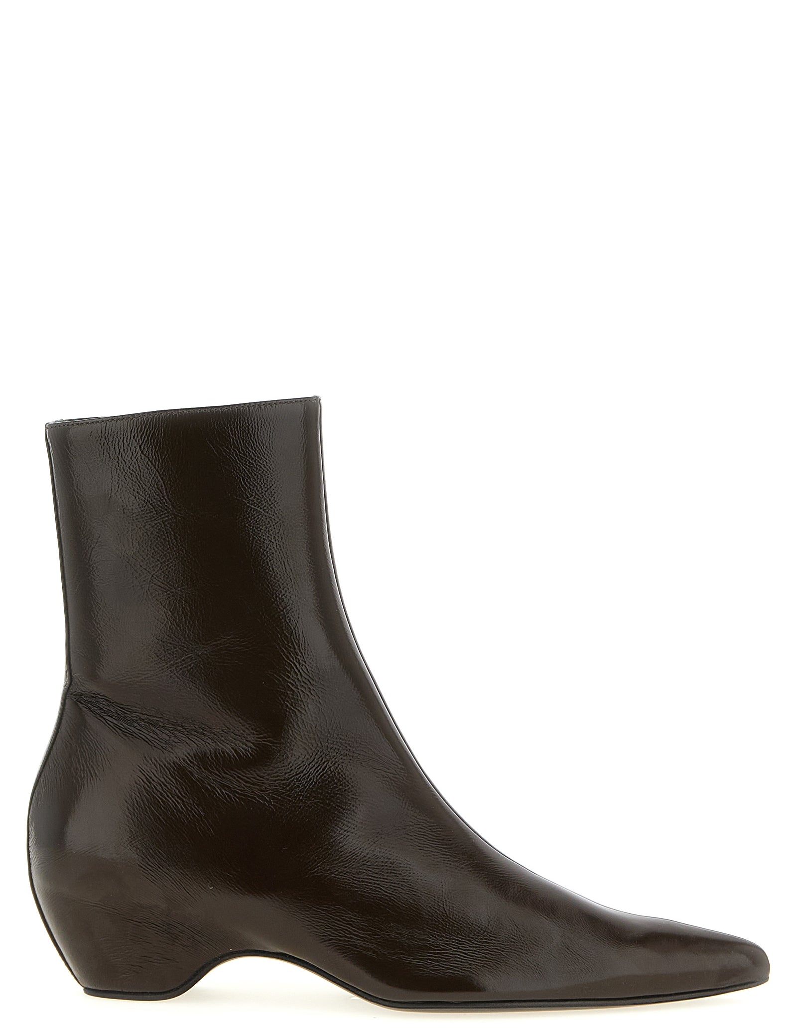 Khaite Brown Calfskin Ankle Boots