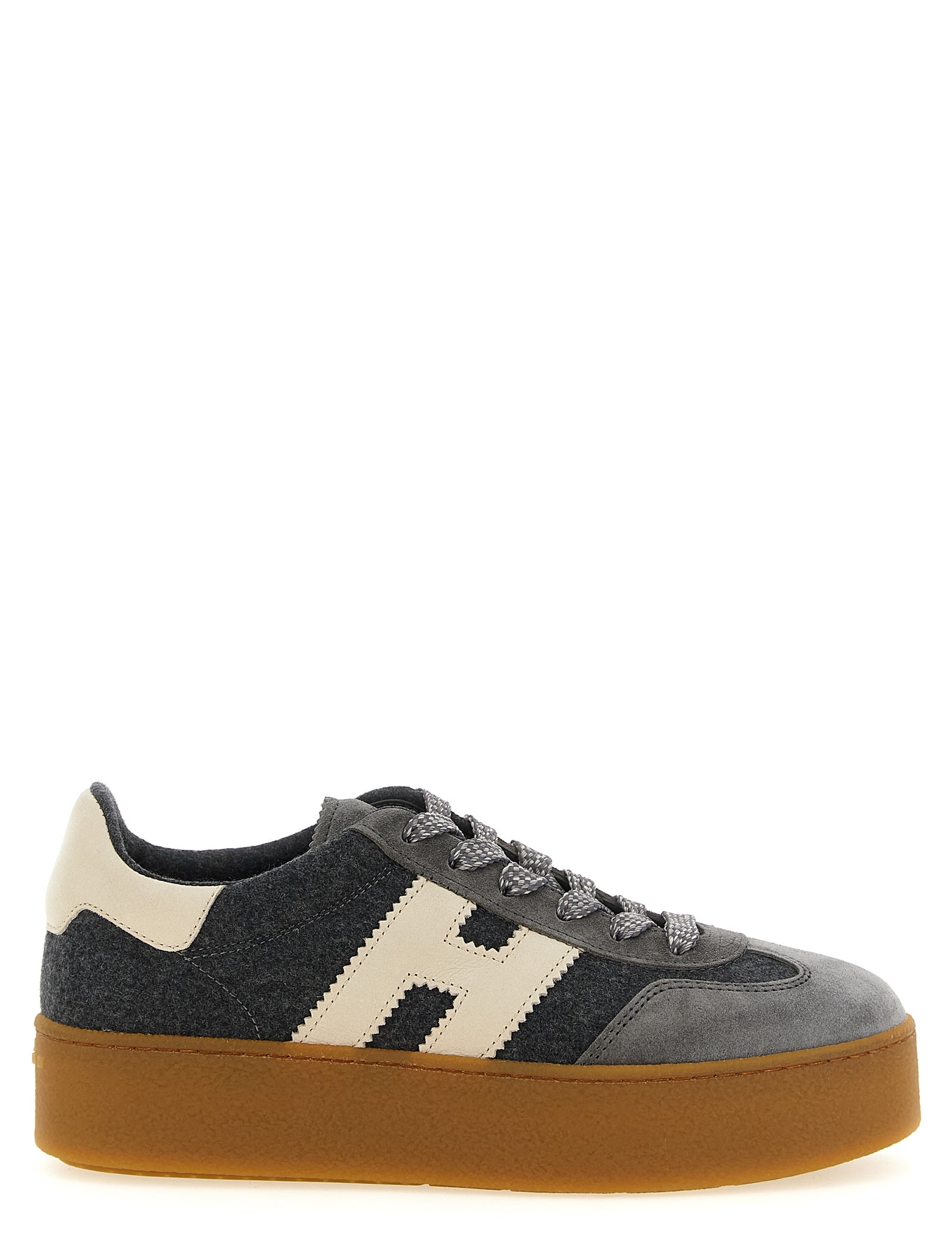Hogan Gray Wool Platform Sneakers