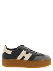 Hogan Gray Wool Platform Sneakers