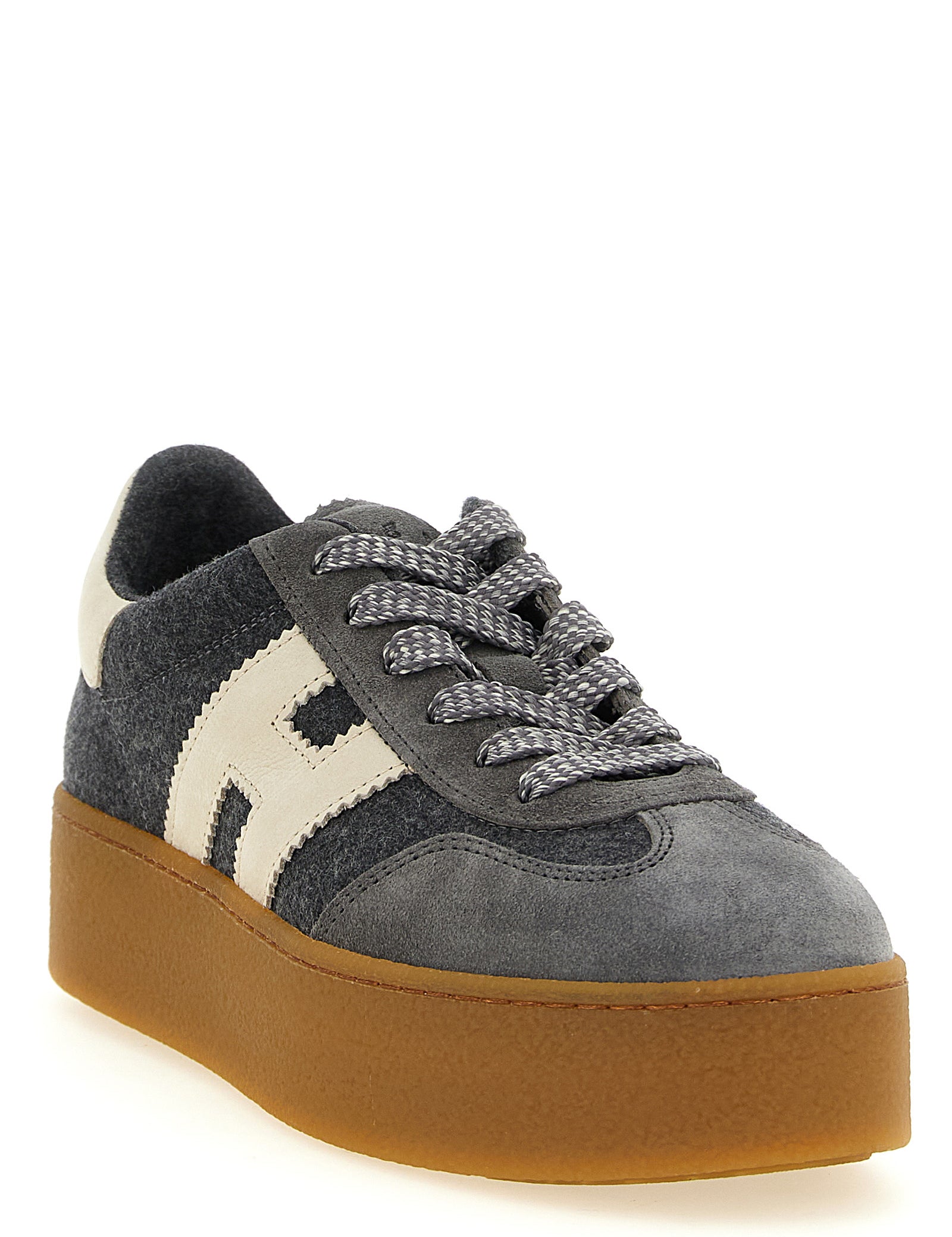 Hogan Gray Wool Platform Sneakers