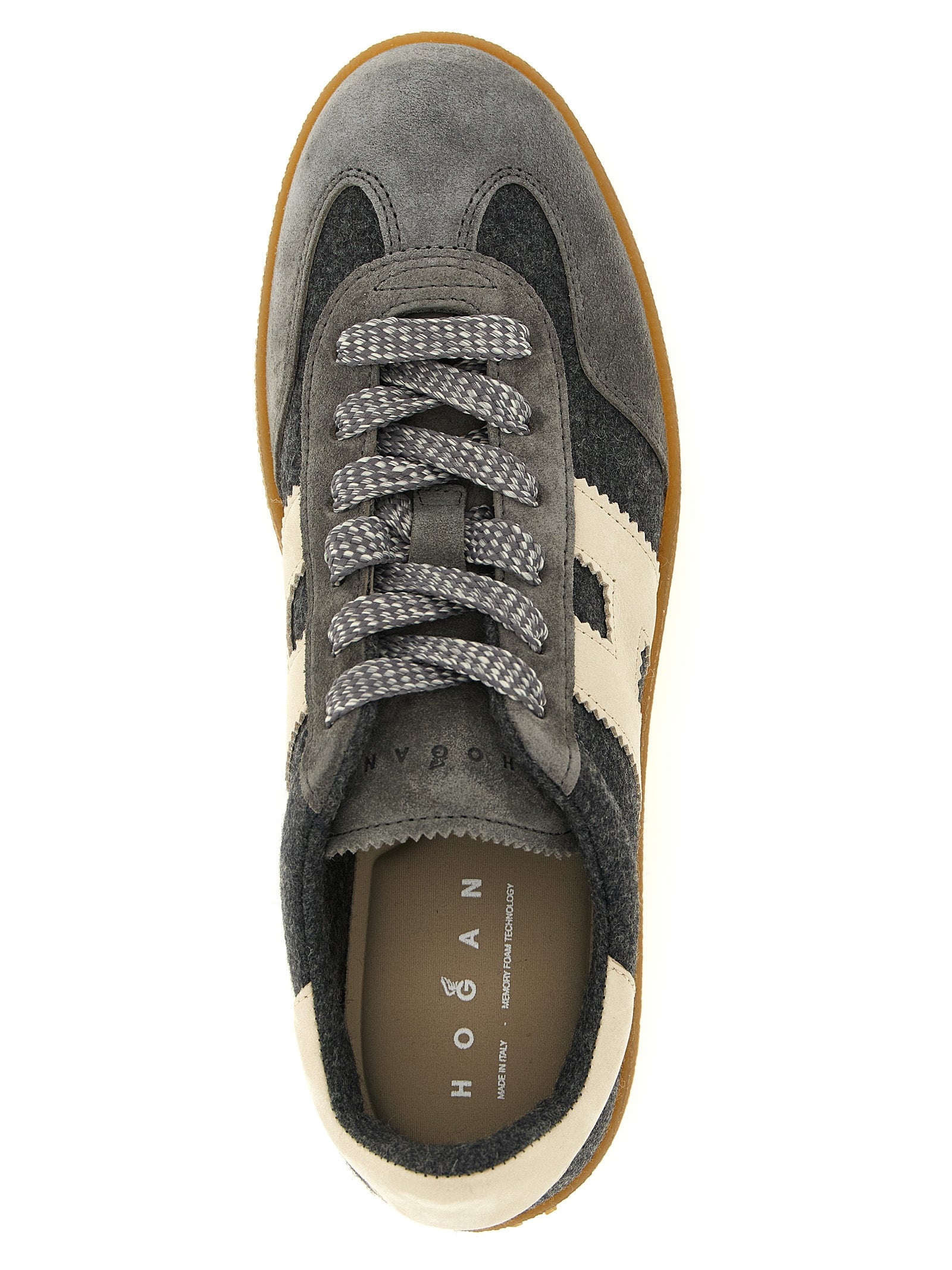 Hogan Gray Wool Platform Sneakers