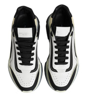 Dolce & Gabbana White Black Calf Leather Low Top Sneakers