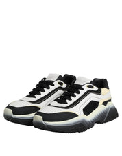 Dolce & Gabbana White Black Calf Leather Low Top Sneakers