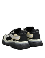 Dolce & Gabbana White Black Calf Leather Low Top Sneakers