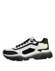 Dolce & Gabbana White Black Calf Leather Low Top Sneakers
