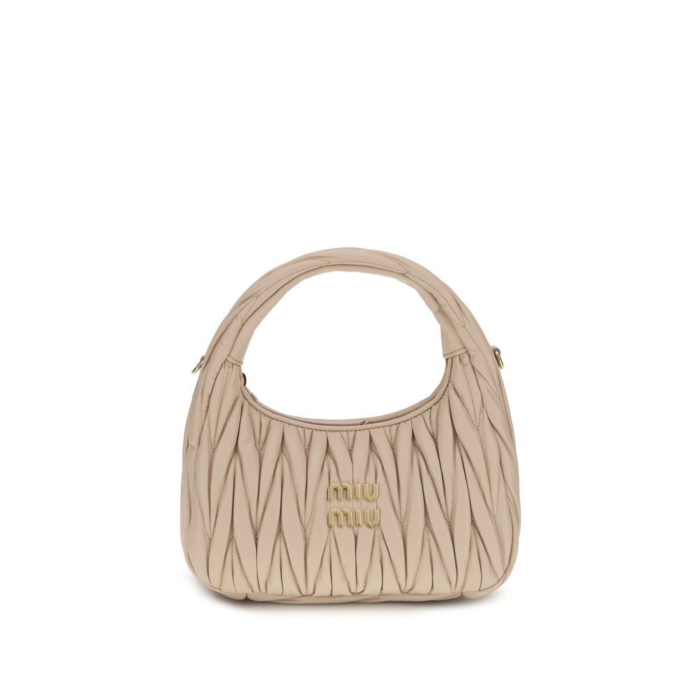 Miu Miu Beige Calf Leather Hobo Handbag