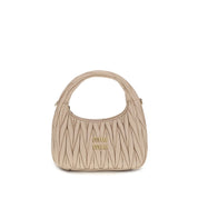 Miu Miu Beige Calf Leather Hobo Handbag