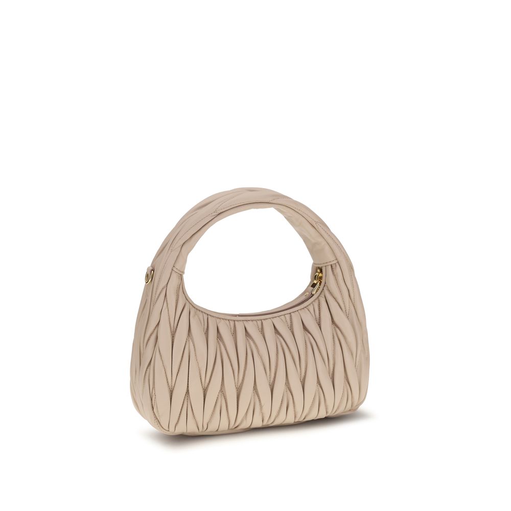 Miu Miu Beige Calf Leather Hobo Handbag
