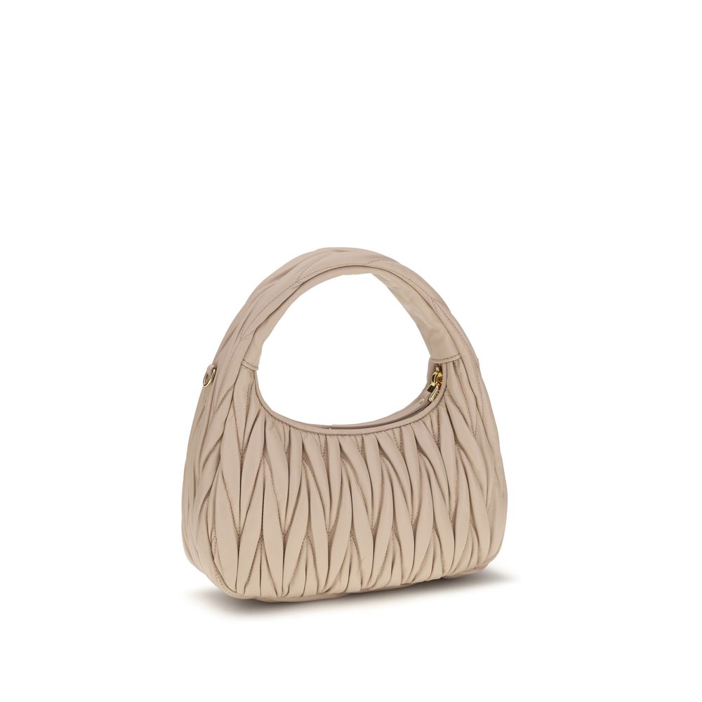 Miu Miu Beige Calf Leather Hobo Handbag