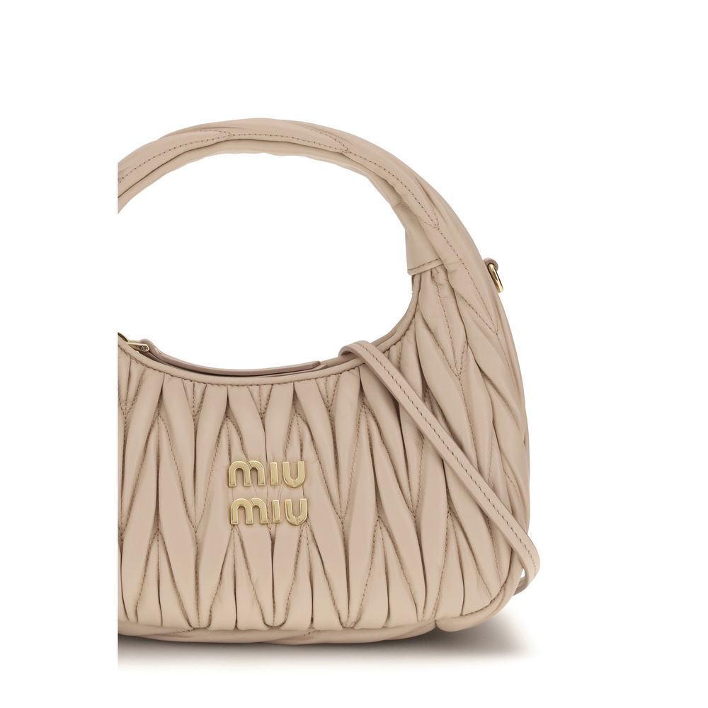 Miu Miu Beige Calf Leather Hobo Handbag
