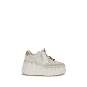 Chloé White Calf Leather Platform Sneakers