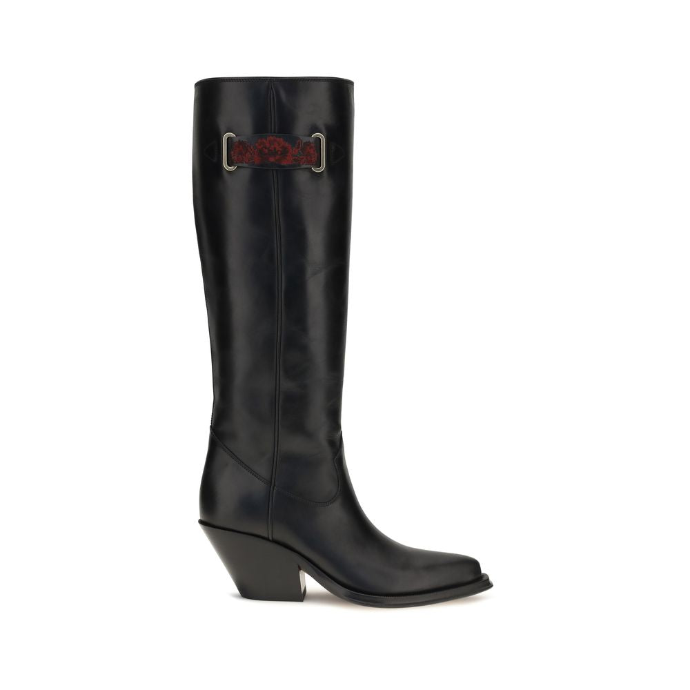 Chloé Black Calf Leather Over The Knee Boots