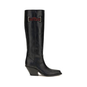 Chloé Black Calf Leather Over The Knee Boots