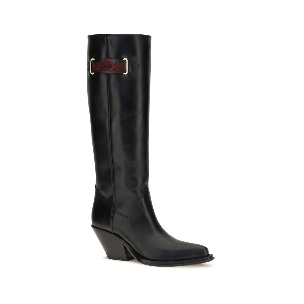 Chloé Black Calf Leather Over The Knee Boots