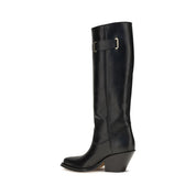 Chloé Black Calf Leather Over The Knee Boots