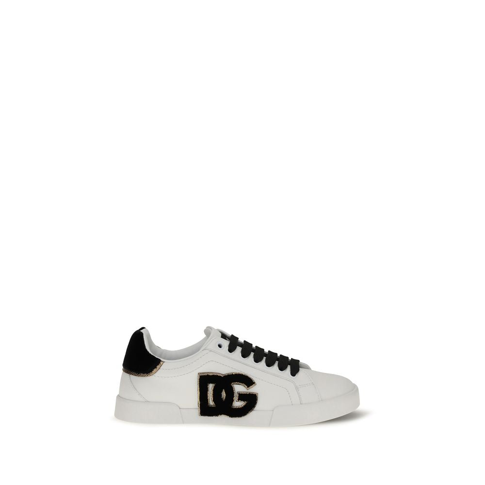 Dolce & Gabbana White Calf Leather Low Top Sneakers