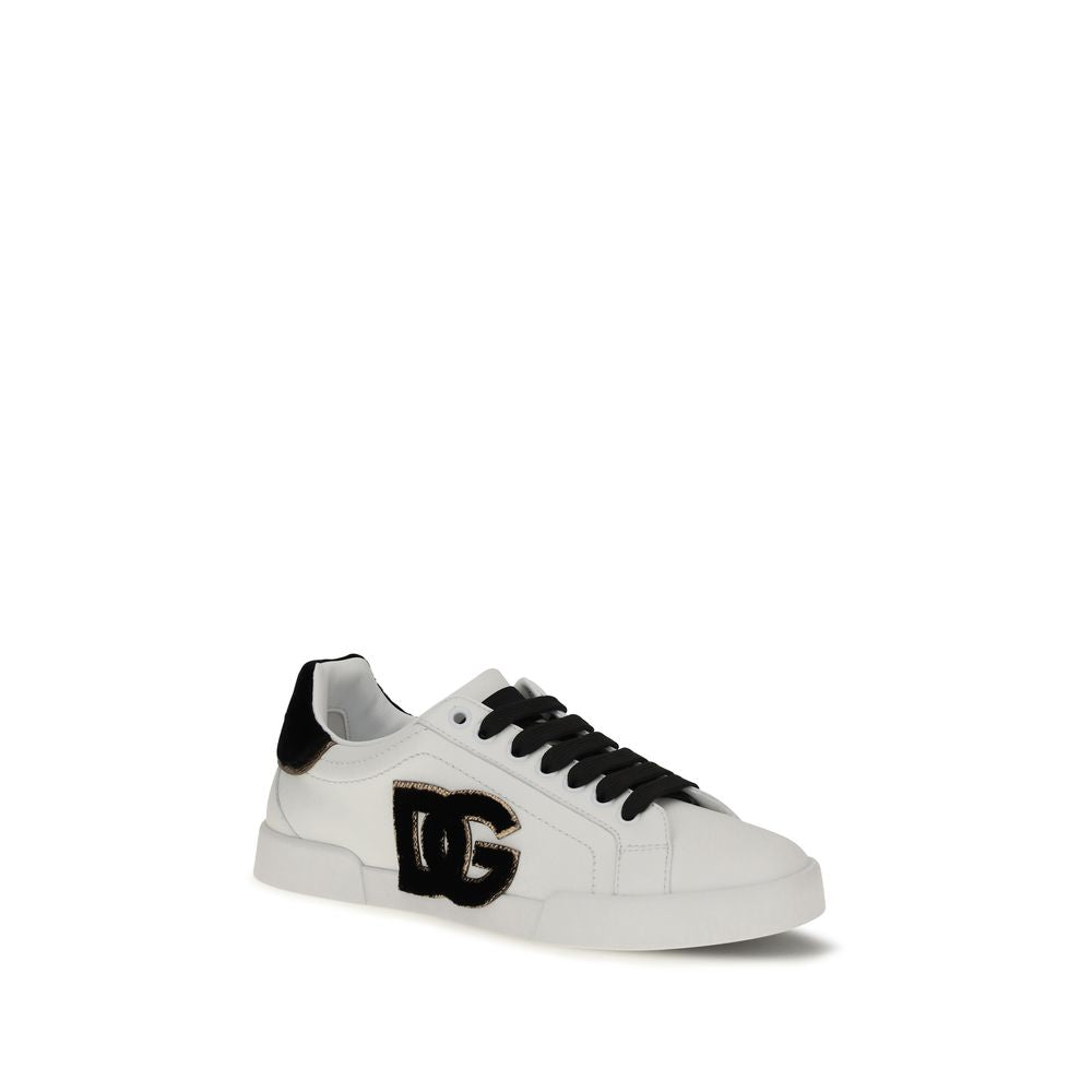 Dolce & Gabbana White Calf Leather Low Top Sneakers