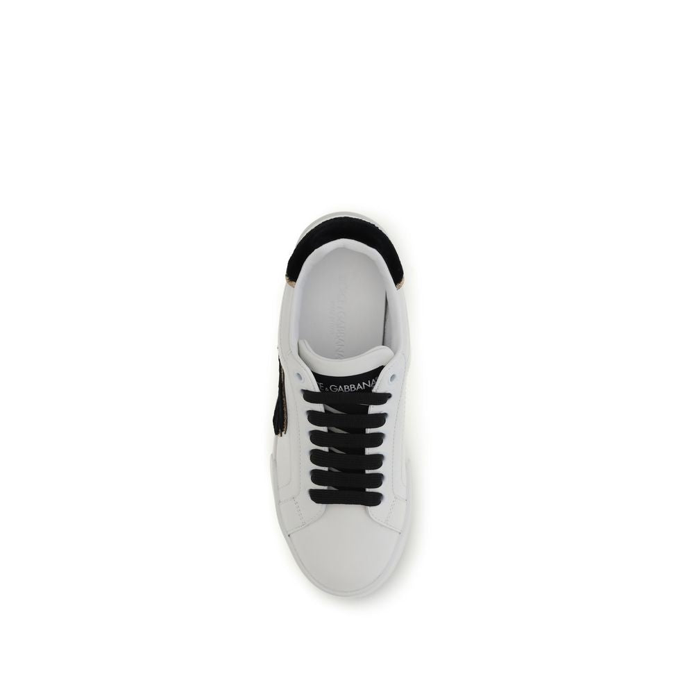 Dolce & Gabbana White Calf Leather Low Top Sneakers