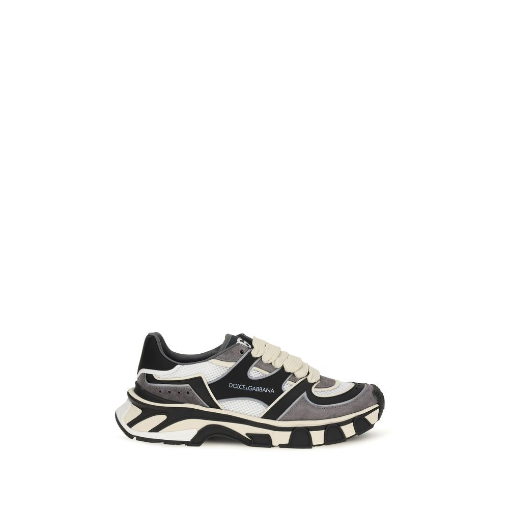 Dolce & Gabbana Gray Calf Leather Chunky Sneakers