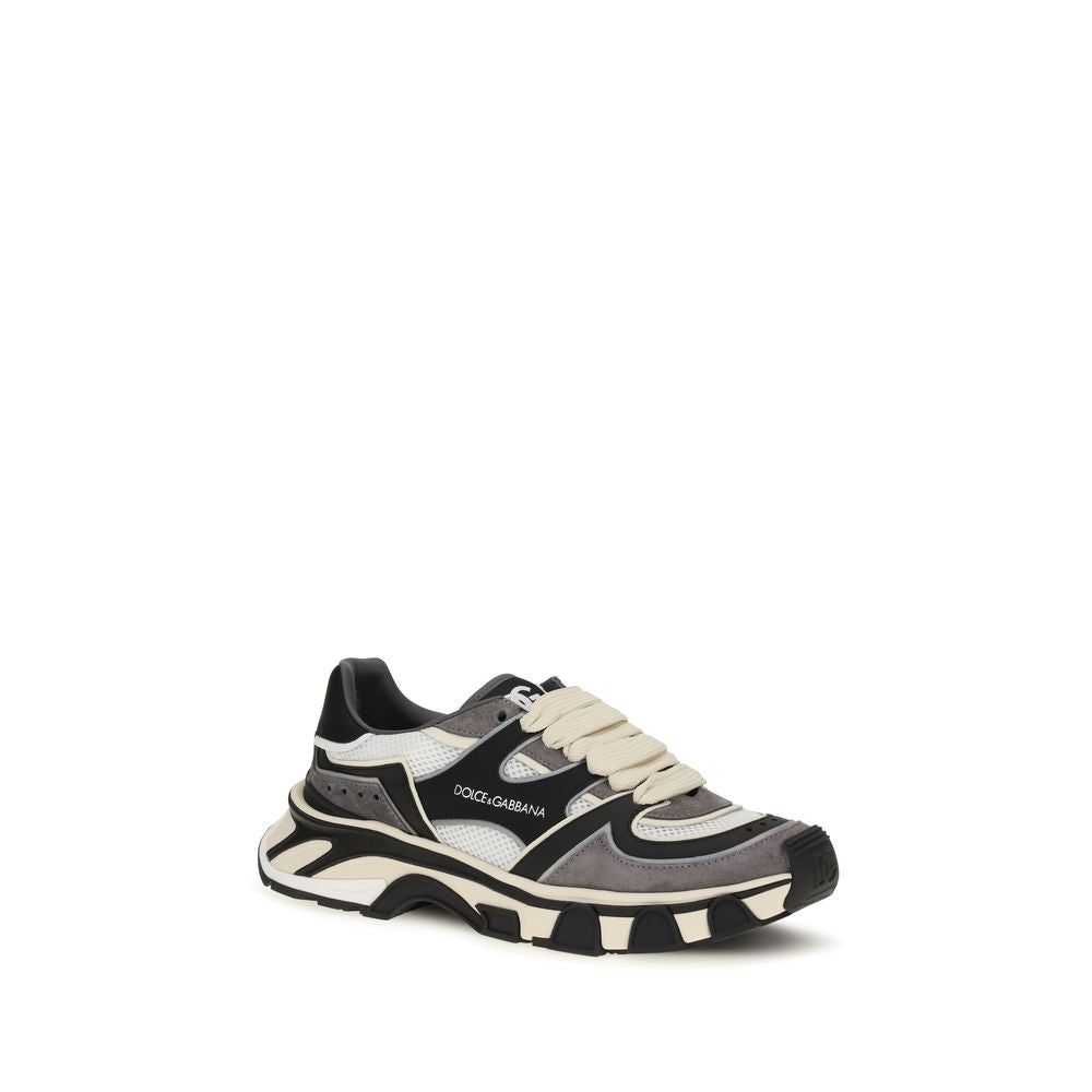 Dolce & Gabbana Gray Calf Leather Chunky Sneakers